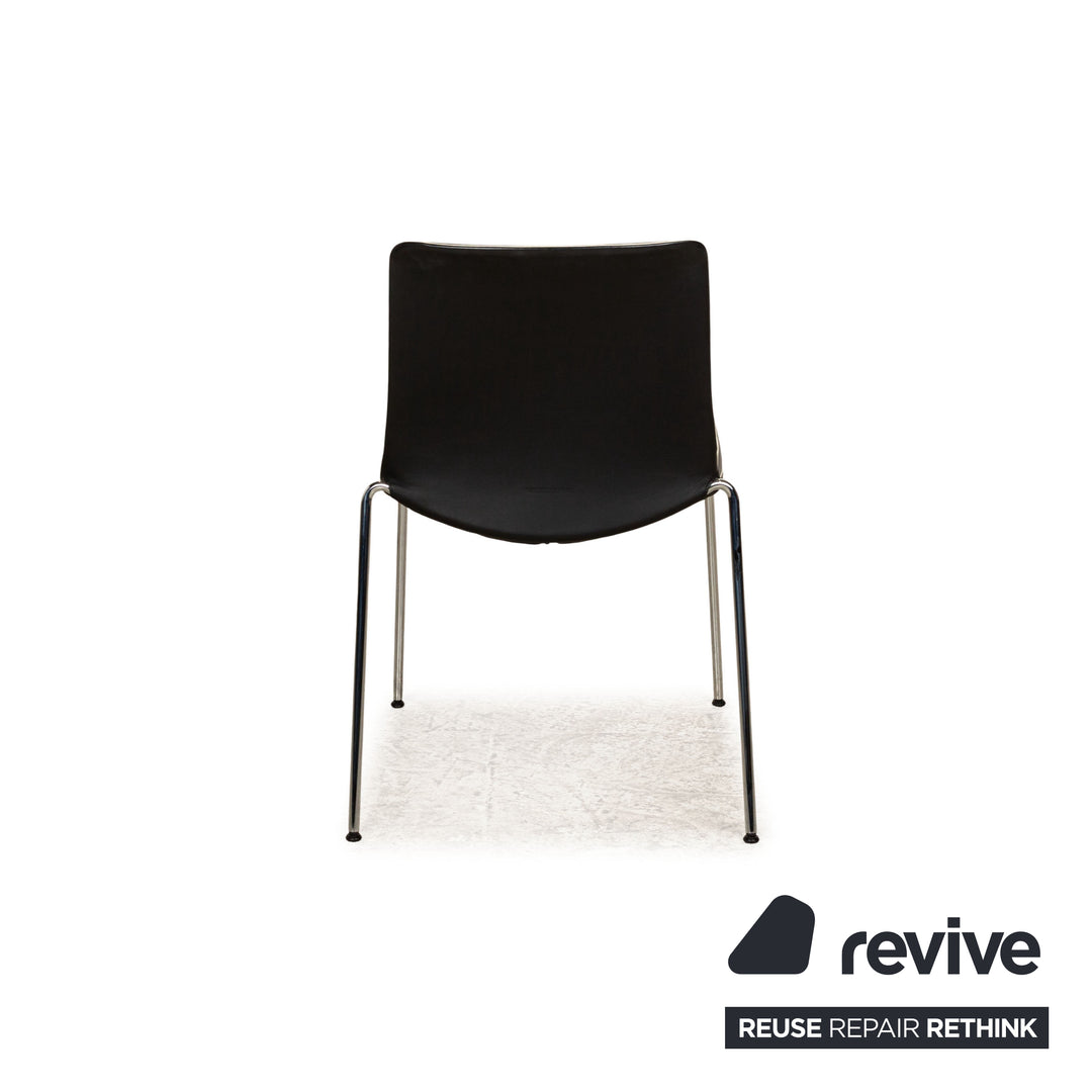 6-delige set Walter Knoll Liz lederen stoelen zwart eetkamer