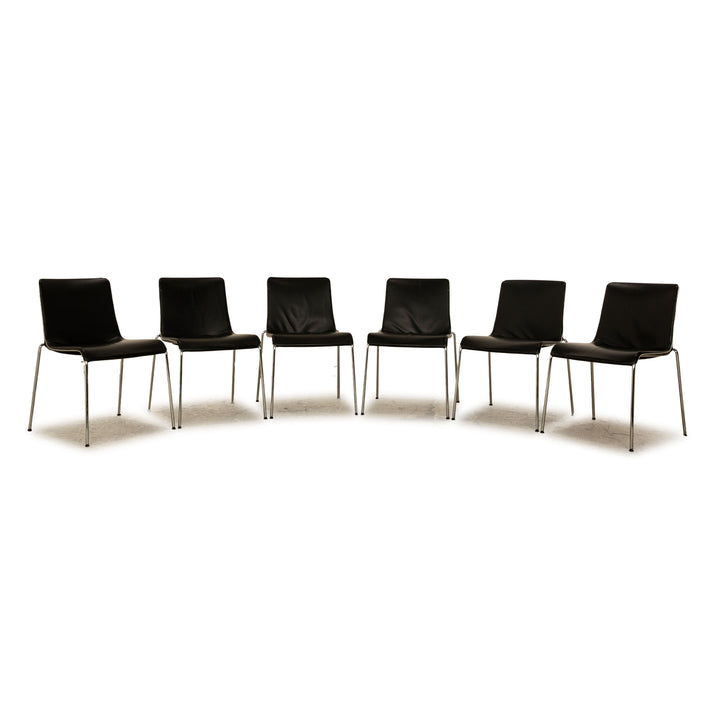 Lot de 6 chaises en cuir Walter Knoll Liz noir salle à manger