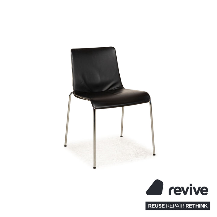Lot de 6 chaises en cuir Walter Knoll Liz noir salle à manger