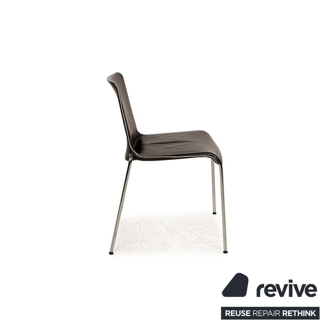Lot de 6 chaises en cuir Walter Knoll Liz noir salle à manger