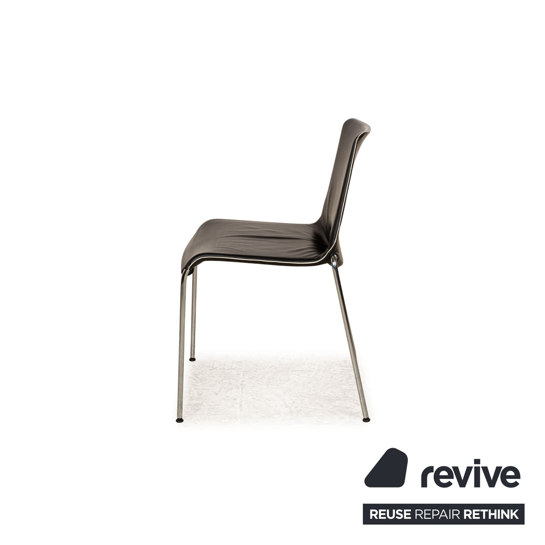 6-delige set Walter Knoll Liz lederen stoelen zwart eetkamer
