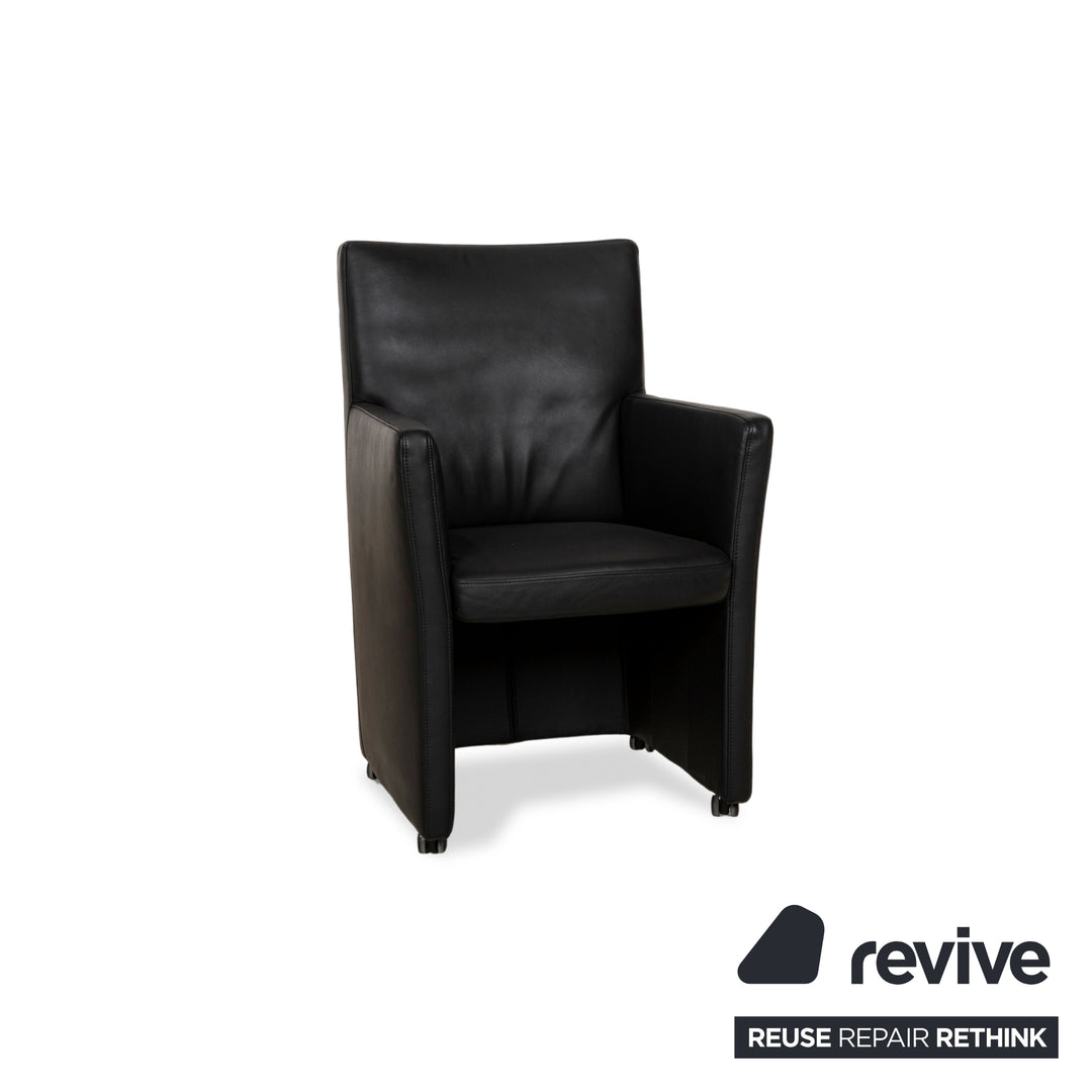 Lot de 6 chaises en cuir Willi Schillig noir rouge salle à manger