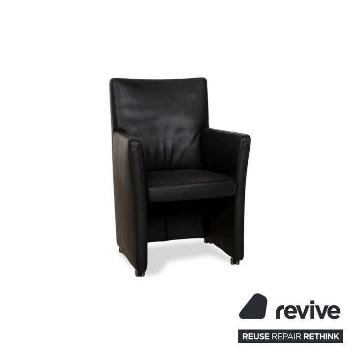 Lot de 6 chaises en cuir Willi Schillig noir rouge salle à manger