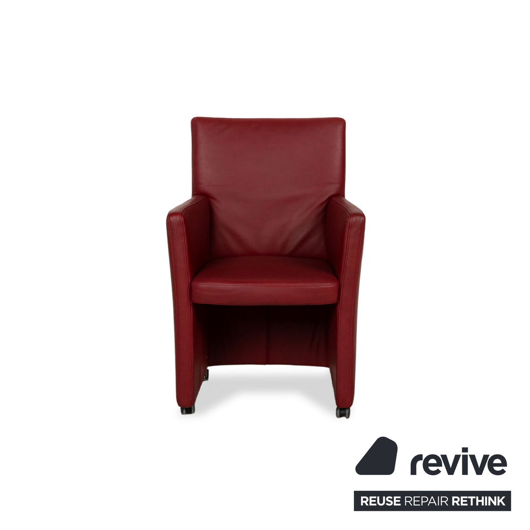 Lot de 6 chaises en cuir Willi Schillig noir rouge salle à manger