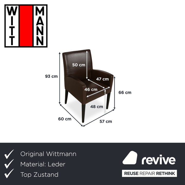 6er Garnitur Wittmann Berlin Leder Stuhl Braun Dunkelbraun Esszimmer
