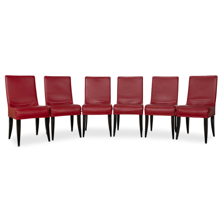 6er Garnitur Wittmann ISIS Leder Stuhl Rot Esszimmer