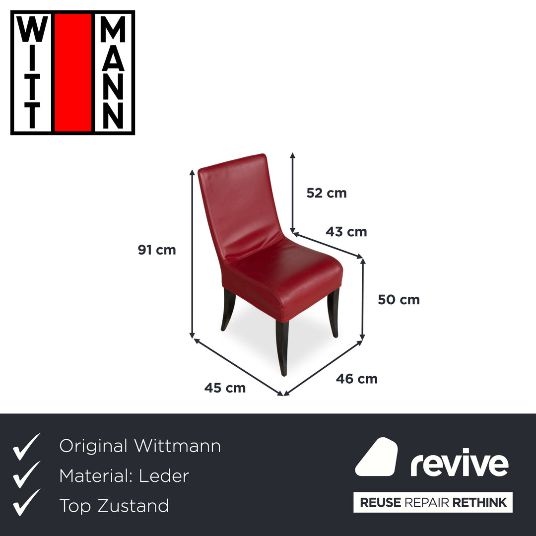 6er Garnitur Wittmann ISIS Leder Stuhl Rot Esszimmer