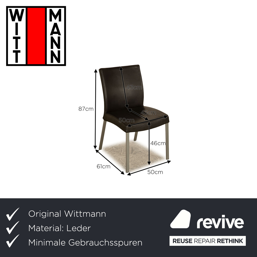 Lot de 6 chaises en cuir Wittmann Times salle à manger marron foncé