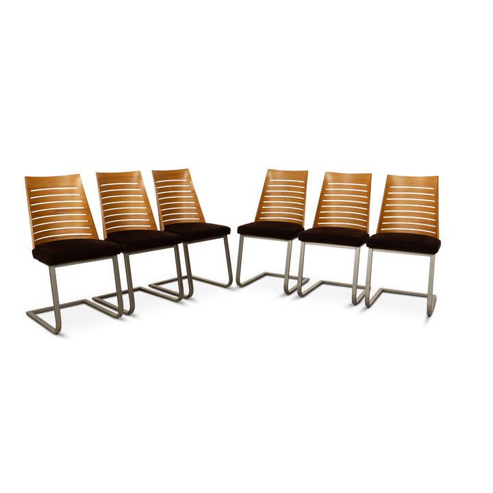 Set of 6 Wössner wooden chairs brown dark brown