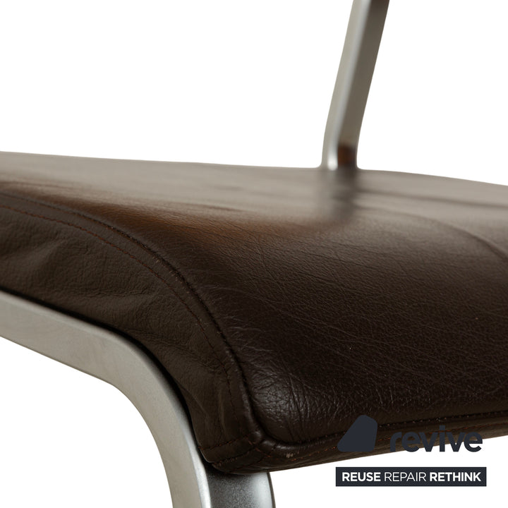 Set of 6 Wöstmann leather chairs brown core beech cantilever