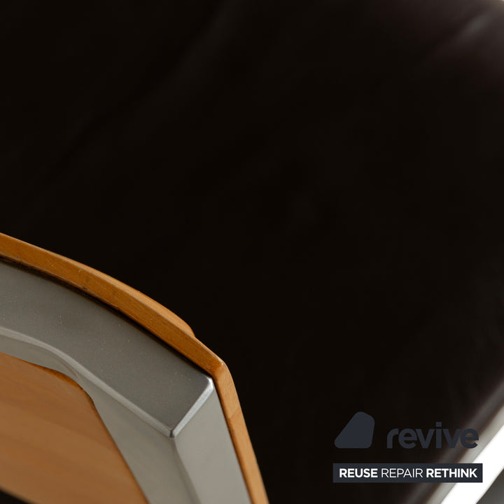 Set of 6 Wöstmann leather chairs brown core beech cantilever