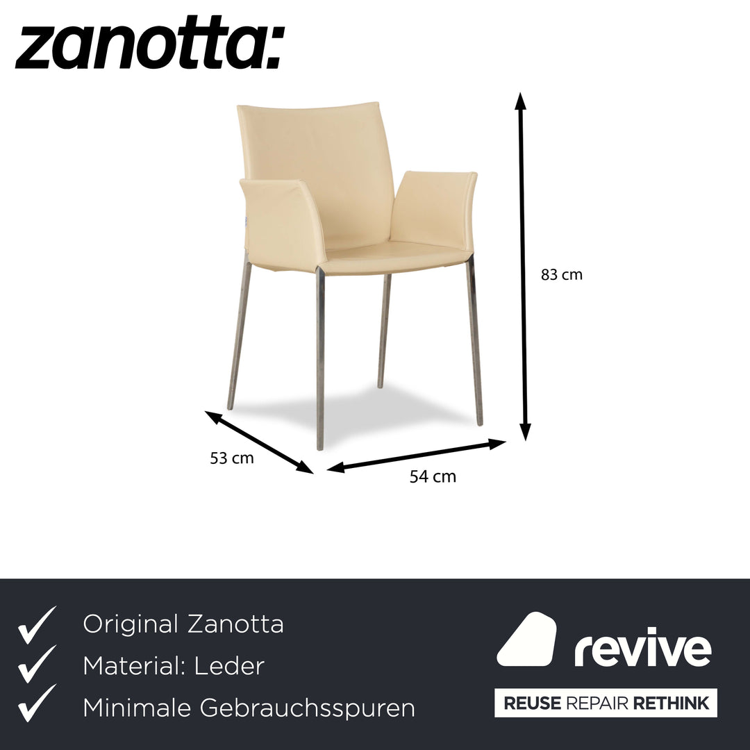 Lot de 6 chaises Zanotta Lia en cuir couleur beige oeuf crème