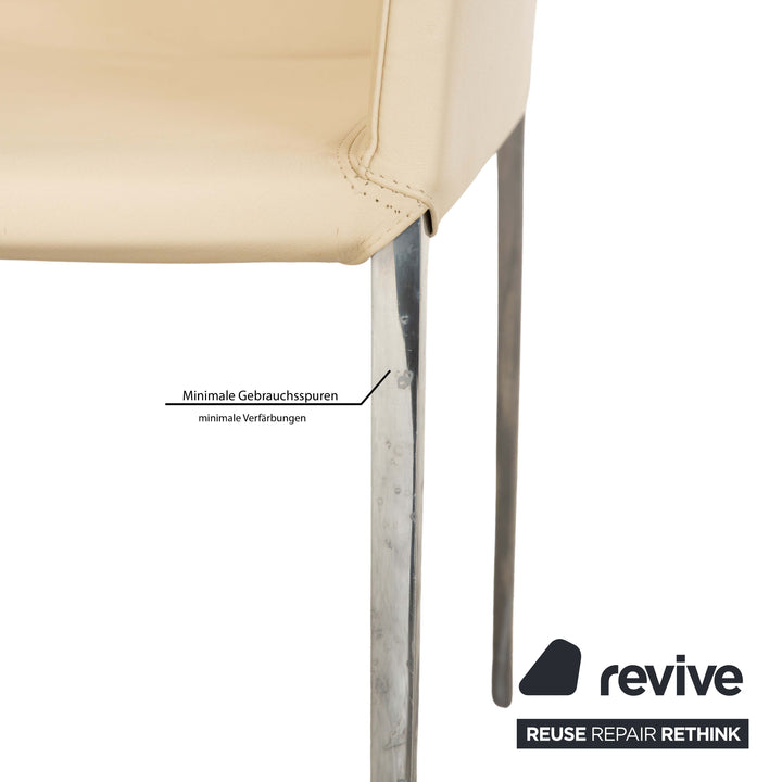 Lot de 6 chaises Zanotta Lia en cuir couleur beige oeuf crème