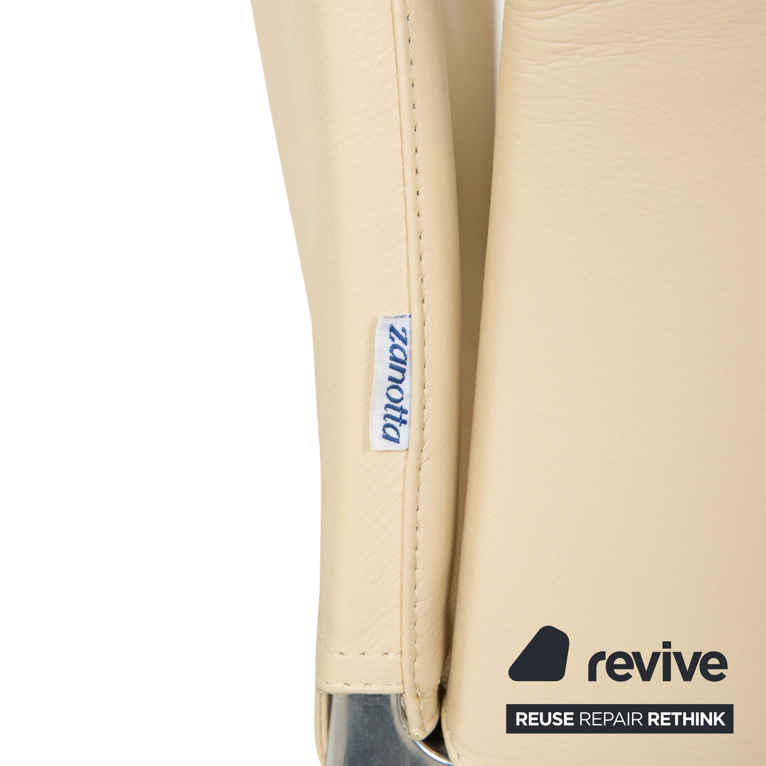Lot de 6 chaises Zanotta Lia en cuir couleur beige oeuf crème