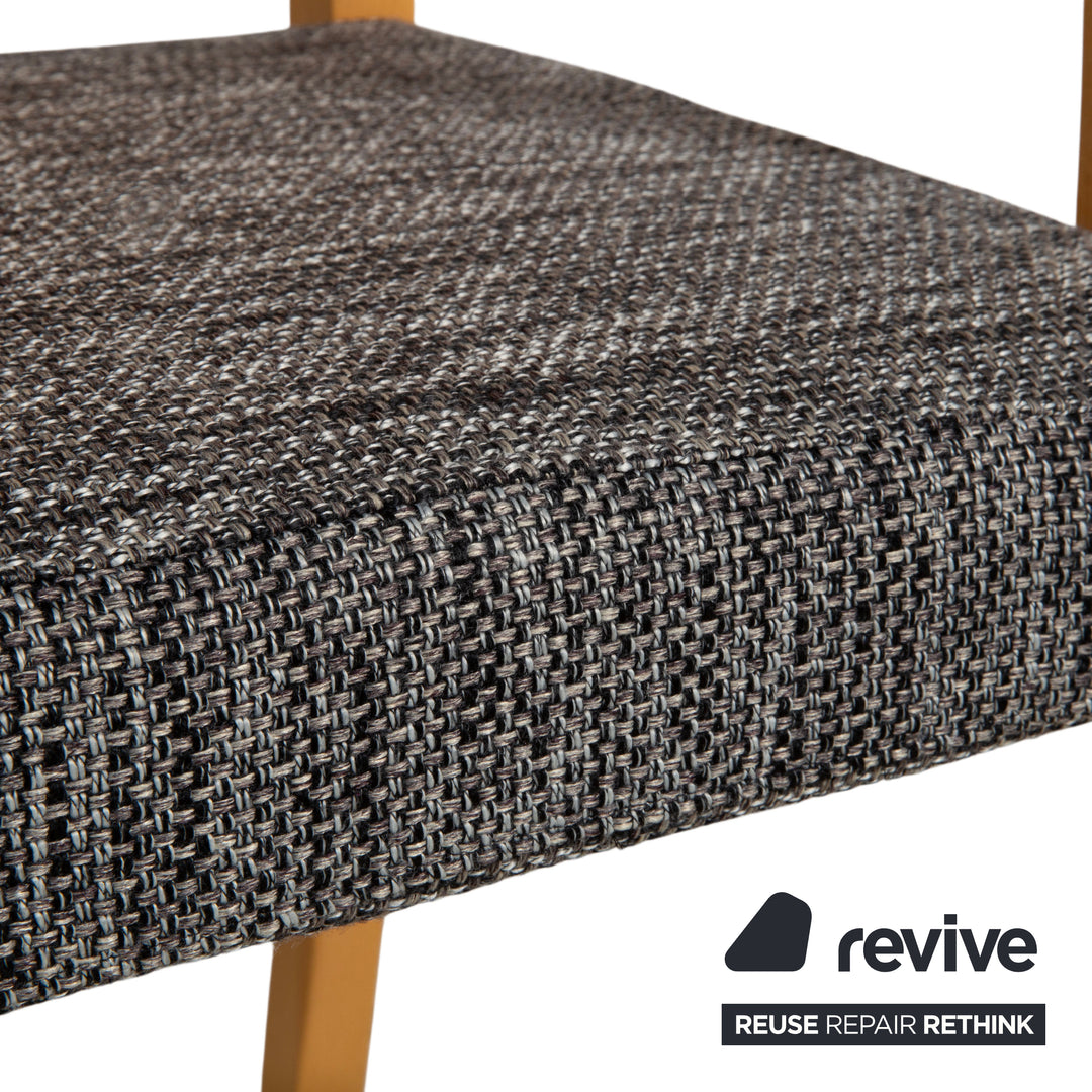 6er Garnitur Thonet Stoff Holz Stuhl Grau Braun Armlehne