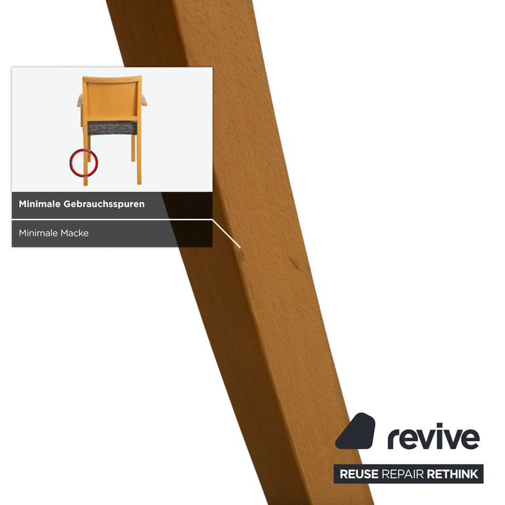 6er Garnitur Thonet Stoff Holz Stuhl Grau Braun Armlehne