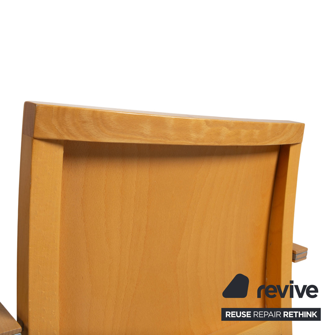 6er Garnitur Thonet Stoff Holz Stuhl Grau Braun Armlehne