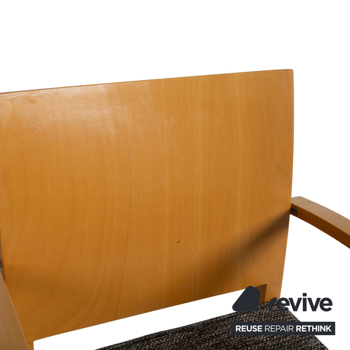 6er Garnitur Thonet Stoff Holz Stuhl Grau Braun Armlehne