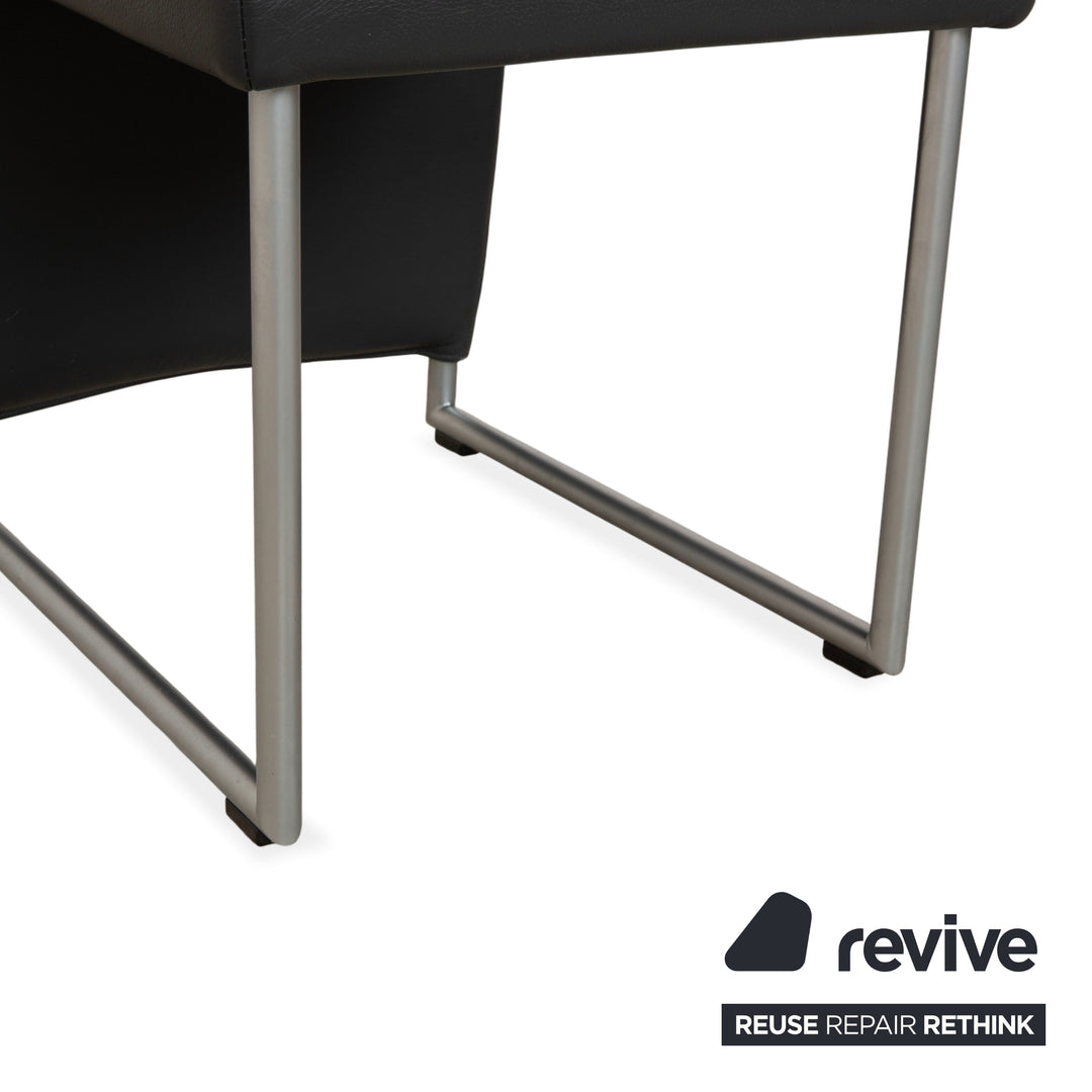 Ensemble de 6 fauteuils en cuir Rolf Benz 7400, gris anthracite