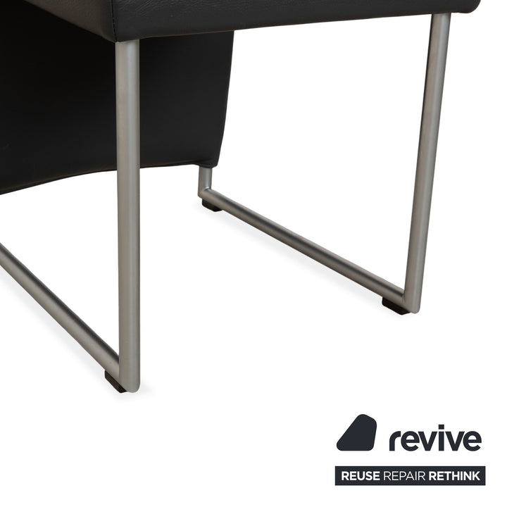 Ensemble de 6 fauteuils en cuir Rolf Benz 7400, gris anthracite