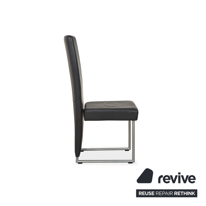 Ensemble de 6 fauteuils en cuir Rolf Benz 7400, gris anthracite