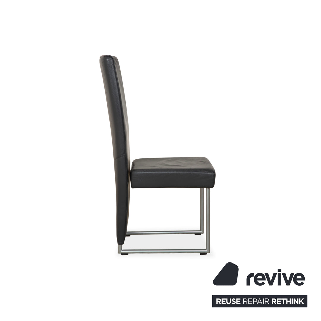 6er Rolf Benz 7400 Leder Stuhl Garnitur Grau Anthrazit