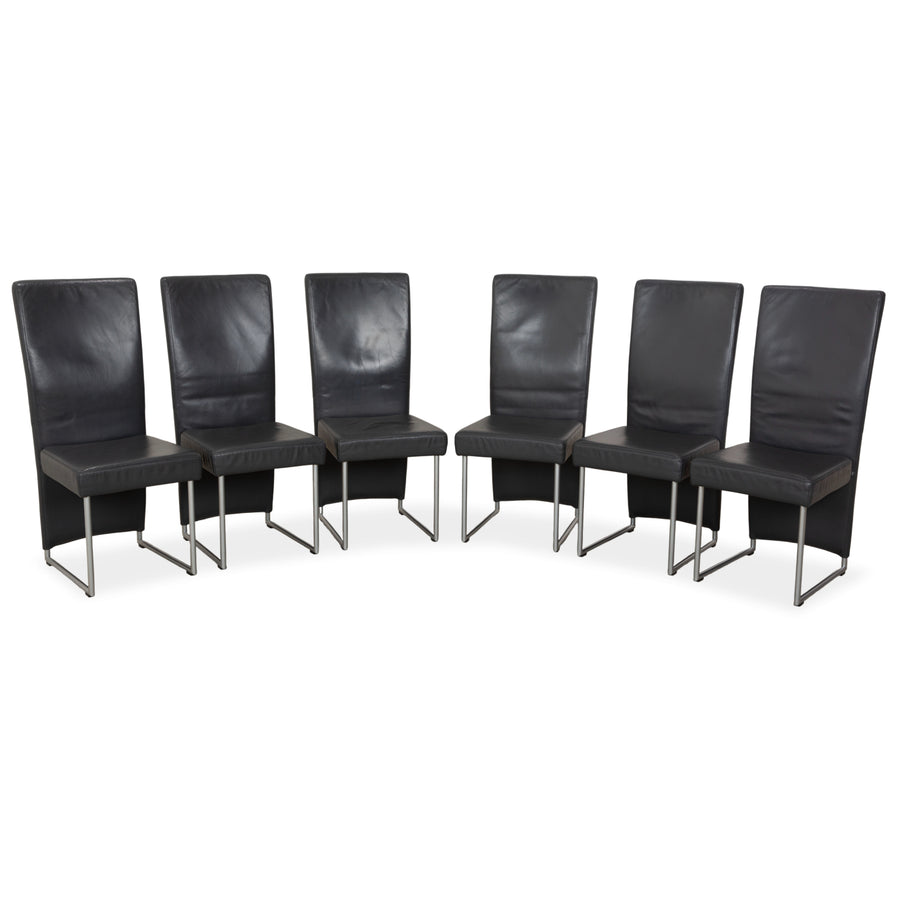 6er Rolf Benz 7400 Leder Stuhl Garnitur Grau Anthrazit