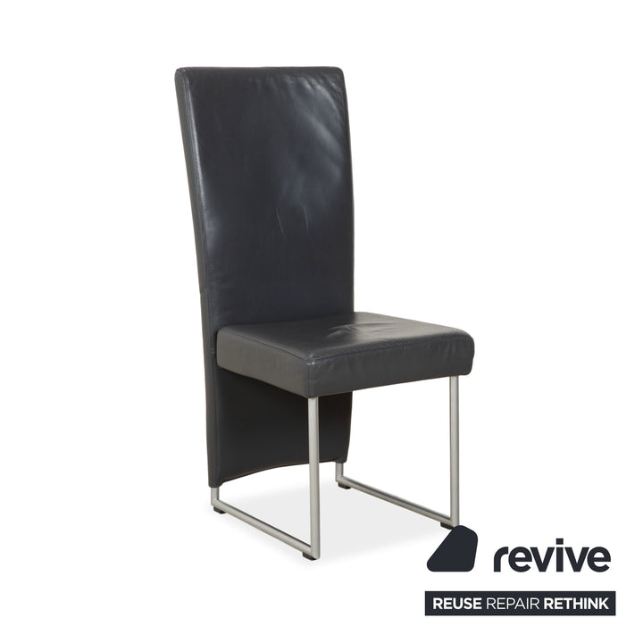 6er Rolf Benz 7400 Leder Stuhl Garnitur Grau Anthrazit