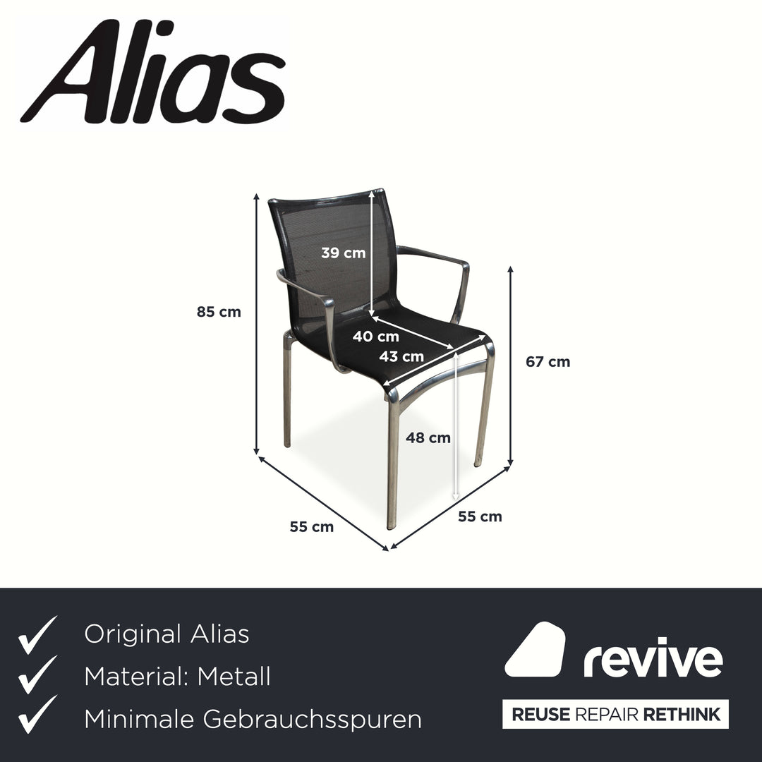 Ensemble de 6 chaises Alias Bigframe 44 / 440 en maille par Alberto Meda avec accoudoirs