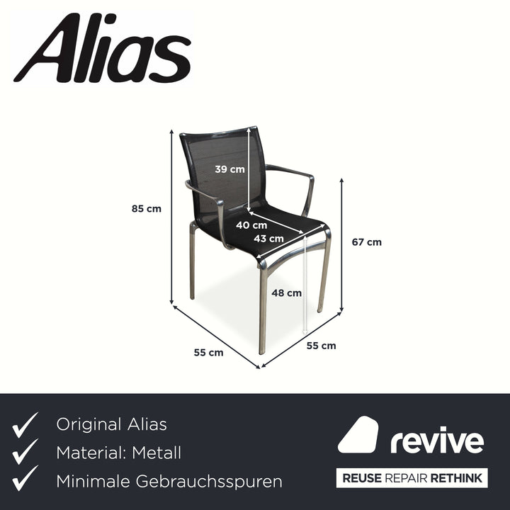 Ensemble de 6 chaises Alias Bigframe 44 / 440 en maille par Alberto Meda avec accoudoirs
