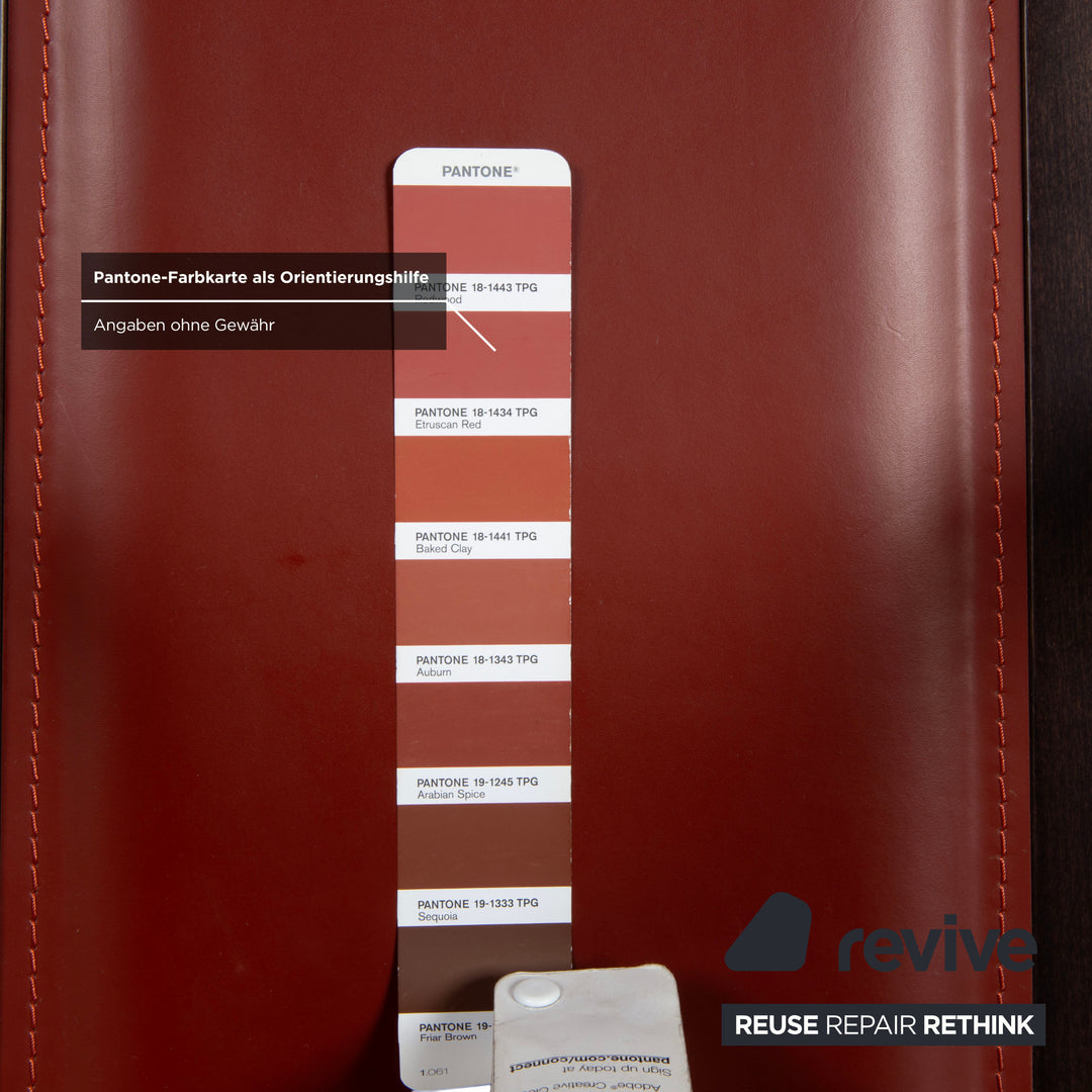 Ensemble de 6 chaises Roche Bobois, cuir, rouge/marron, bois, salle à manger