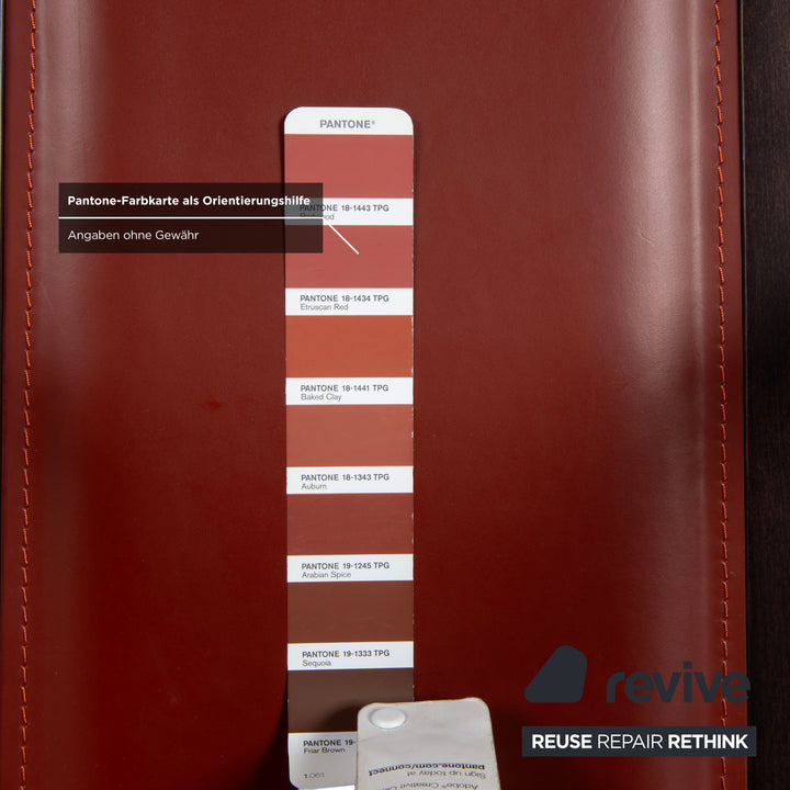 Ensemble de 6 chaises Roche Bobois, cuir, rouge/marron, bois, salle à manger