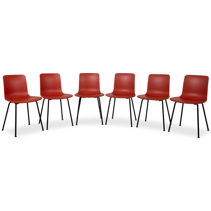 6er Set Vitra HAL RE Tube Kunststoff Stuhl Schwarz pulverbeschichtet