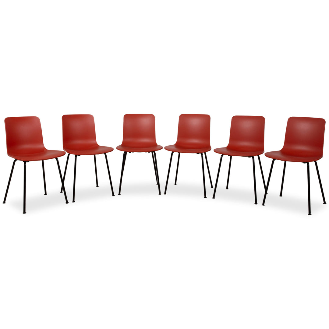 6er Set Vitra HAL RE Tube Kunststoff Stuhl Schwarz pulverbeschichtet