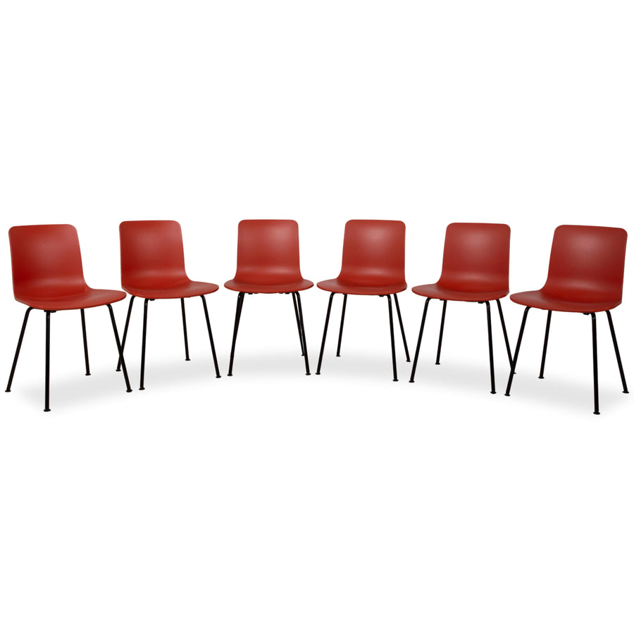 6er Set Vitra HAL RE Tube Kunststoff Stuhl Schwarz pulverbeschichtet
