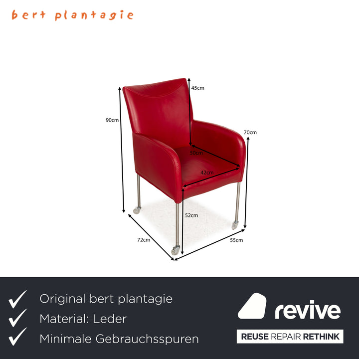 6er Stuhl-Garnitur bert Leder plantagie Rot Armlehnstuhl