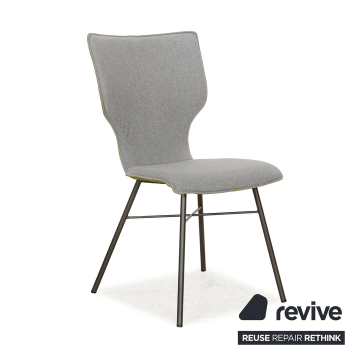 6er Stuhl-Garnitur bert plantagie JONI Four Plus Stoff Stuhl Grau Grün Esszimmerstühle