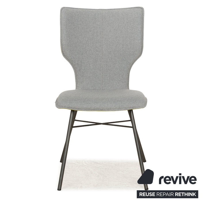 6er Stuhl-Garnitur bert plantagie JONI Four Plus Stoff Stuhl Grau Grün Esszimmerstühle