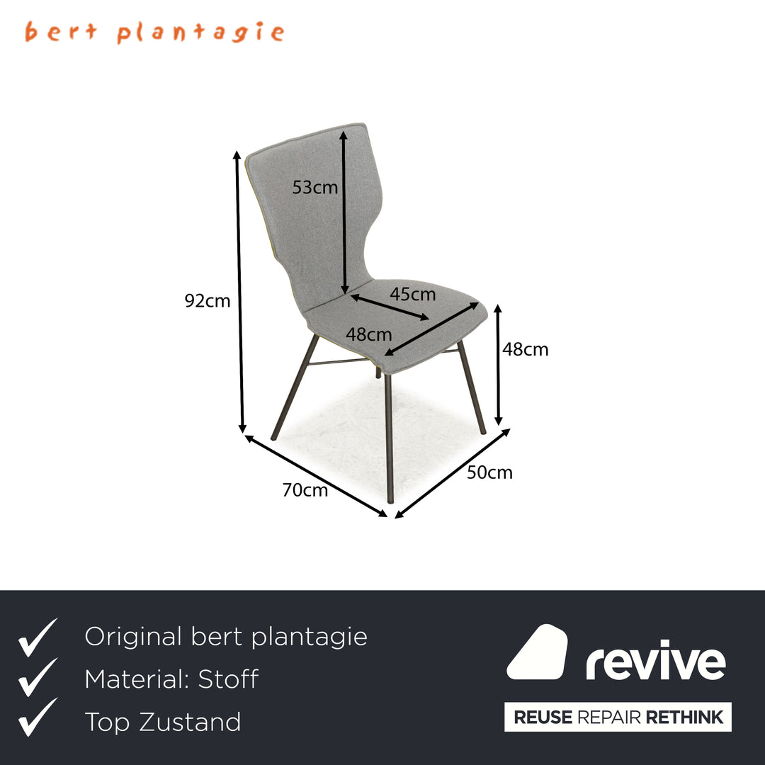 6er Stuhl-Garnitur bert plantagie JONI Four Plus Stoff Stuhl Grau Grün Esszimmerstühle
