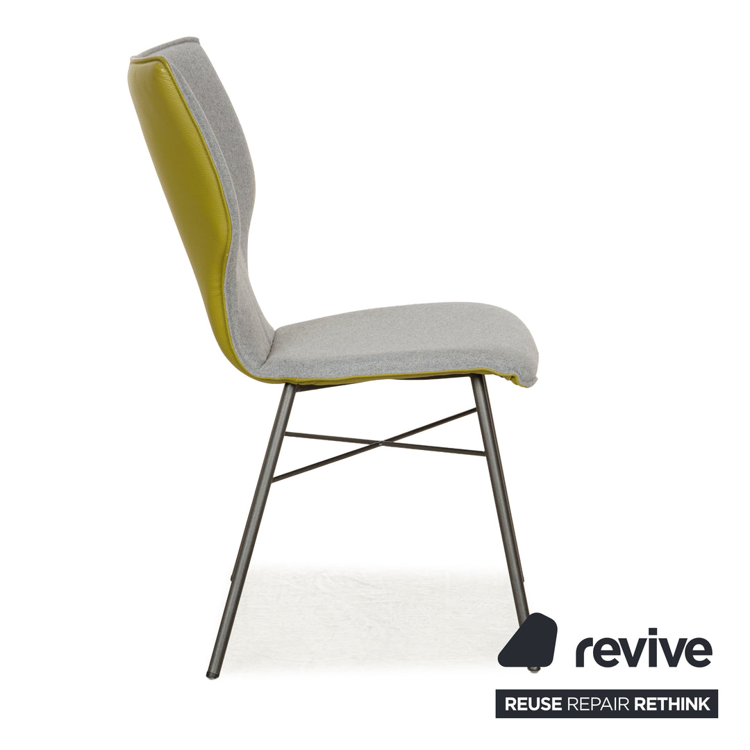 6er Stuhl-Garnitur bert plantagie JONI Four Plus Stoff Stuhl Grau Grün Esszimmerstühle