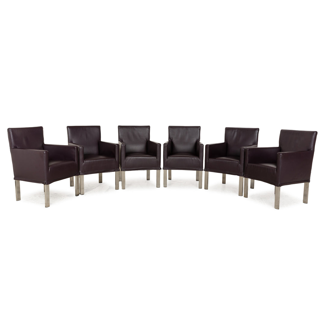 6-seater chair set bert plantagie leather chair purple aubergine dining room