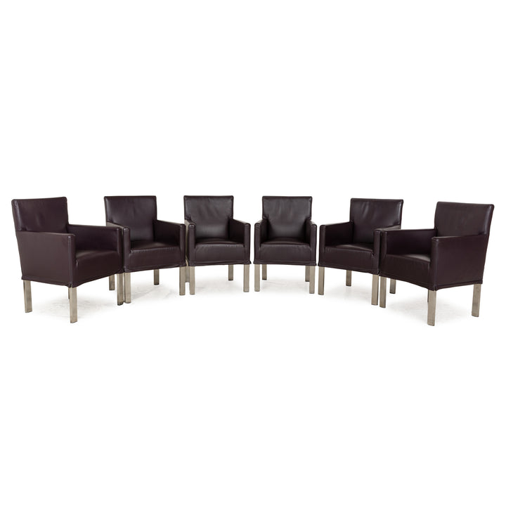 6-seater chair set bert plantagie leather chair purple aubergine dining room