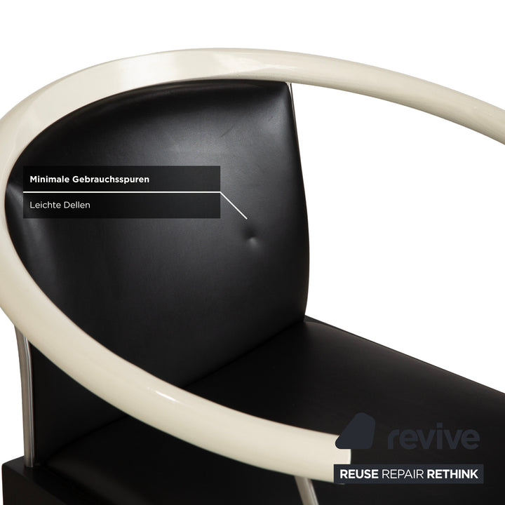 6er Stuhl Garnitur Holz Leder Interlübke Schwarz Weiß