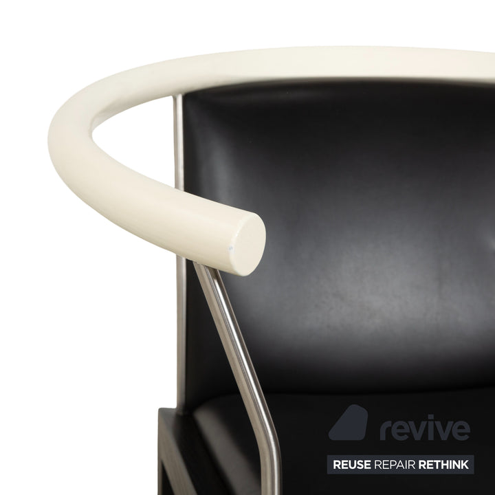 6-piece chair set, wood and leather, Interlübke, black and white