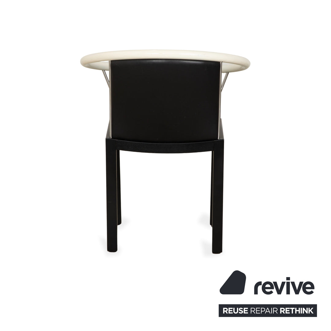 6-piece chair set, wood and leather, Interlübke, black and white