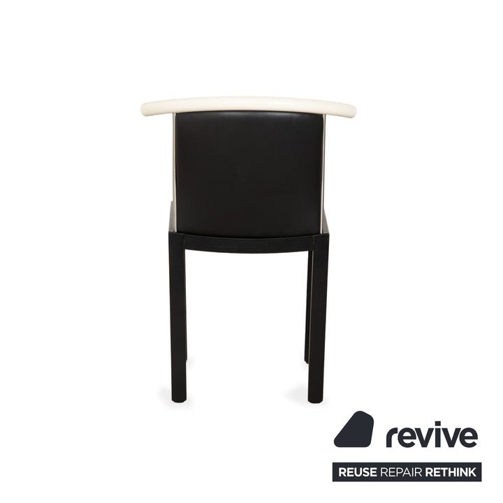 6-piece chair set, wood and leather, Interlübke, black and white