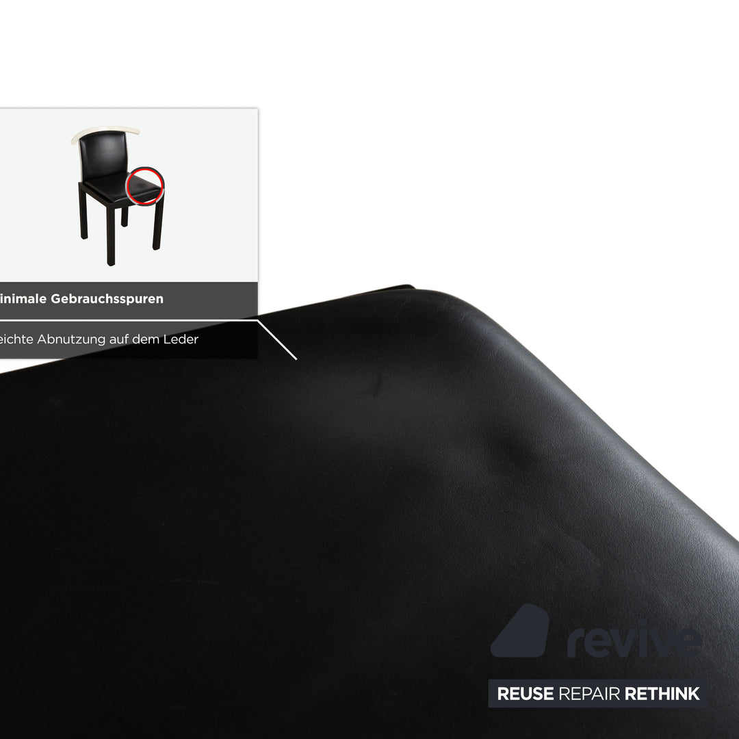 6er Stuhl Garnitur Holz Leder Interlübke Schwarz Weiß