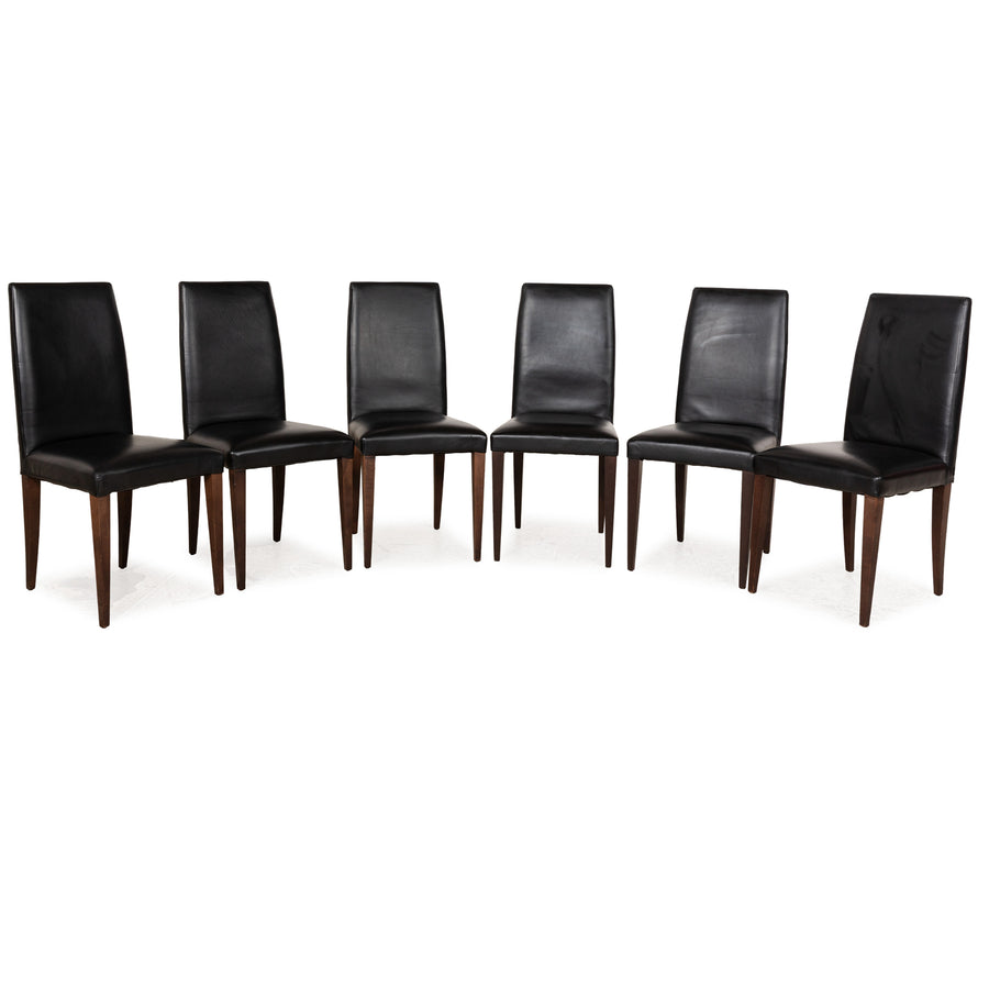 6er Stuhl-Garnitur MDF Italia Leder Stuhl Schwarz