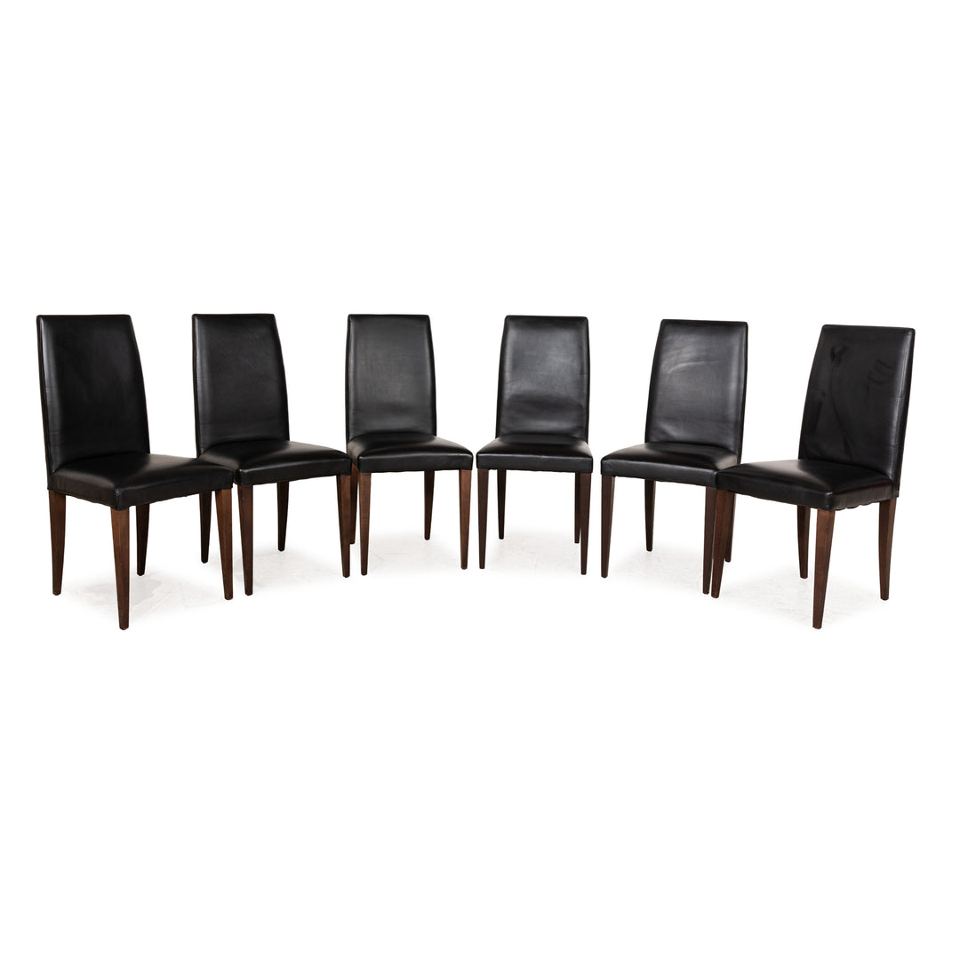 6-seater chair set MDF Italia leather chair black dining chairs