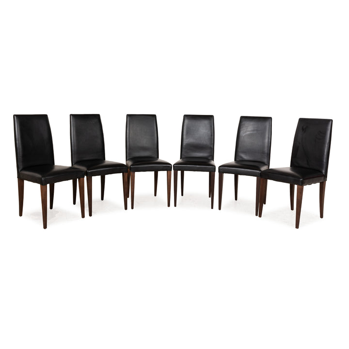 6er Stuhl-Garnitur MDF Italia Leder Stuhl Schwarz Esszimmerstühle